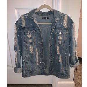 Pearl denim jacket.
